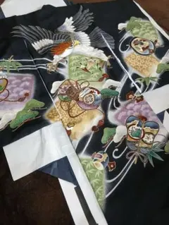 新品「即決価格」正絹産着祝着京友禅豪華染、金彩白上げ、特選大鷹と