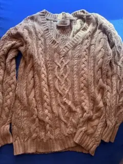 SLY STANDARD ベージュ ケーブル編み Vネック Mサイズ