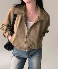 ベージュ スエード風 ジャケット