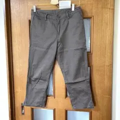 ブラウン クロップドパンツ コットン混紡