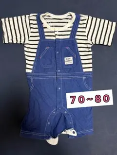 【値下げ】BABY MARINE ストライプロンパース 70~80cm