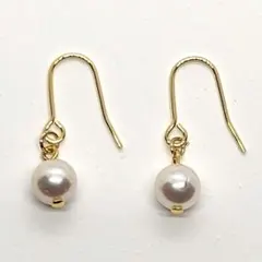 【PT05】伊勢志摩産 あこや真珠 フックピアス 6.5mm 可愛くゆれる