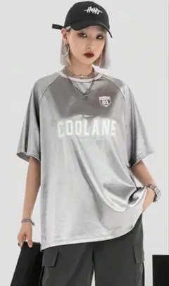 Coolane カジュアルルーズレタープリントショートスリーブTシャツ