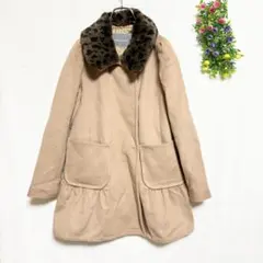 トランテアンソンドゥモード【36】フレアウールピーコート ウールジャケット 豹柄