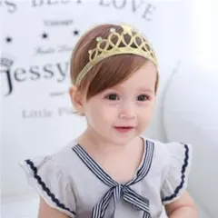 #6【ゴールド】ベビー ヘアバンド 王冠 ティアラ ドレス プリンセス