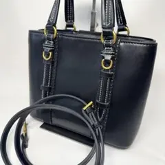 傳濱野 ハマノ ハンドバッグ ブラック レザー - メルカリ