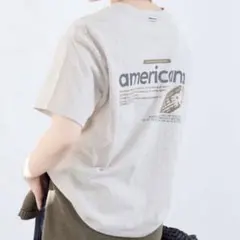 新品未使用【AMERICANA】ラフィー丸胴ロゴプリントTシャツ　オートミールのサムネイル