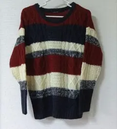 INGNI ケーブル編みストライプニット