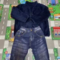 UNIQLOフリース100&デニム 風レギンス95