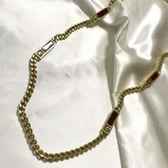 CELINE 喜平デザイン ロングネックレス ゴールドカラー レッド メッキ 