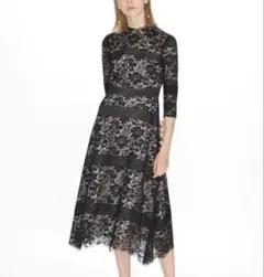 ダイアグラム レースワンピース 7分袖 花柄 ボーダー