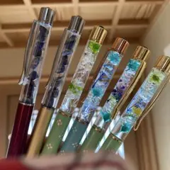 クリア海月Mix】〜❄︎偏光ラメin❄︎〜ハーバリウムボールペン 花柄NV