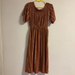 Honeys ブラウン オレンジ ロングワンピース