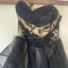 ビーズ刺繍 ストラップレス ハイロー ドレス