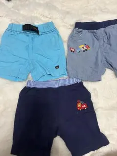 お値下げベビー服 パンツ 3点セット 水色 青 紺色3枚90