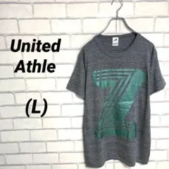 ユナイテッドアスレ　ビッグロゴプリントTシャツ　カットソー　グレー　夏服