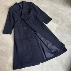 美品 カシミヤ混✨ダブルブレスト ロング チェスターコート ネイビー 男女