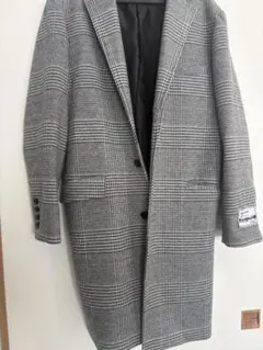 グレー系チェック柄 ダブルブレスト チェスターコート