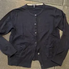 UNIQLO ネイビー ポケットリボン付きカーディガン 140