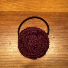 ハンドメイド　ローズモチーフ ヘアゴム ボルドー