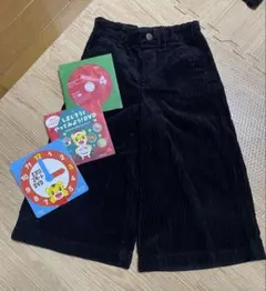 黒コーデュロイワイドパンツ ウエストゴム