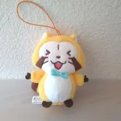 あらいぐまラスカル ぬいぐるみ ストラップ 水色リボン