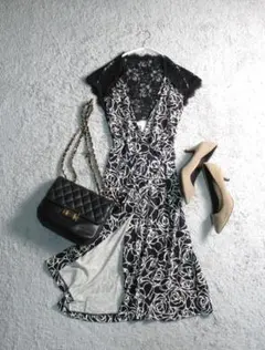 ダイアンフォンファステンバーグ シルク 総柄レースカシュクール ワンピース 0