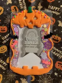 ㉓ハロウィン　トレカケースデコ　保護ケース付き　クレイデコ　ホイップデコ