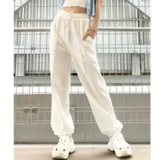 WEGO ピンタックJOGイージーパンツ スウェットパンツ ホワイト FREE