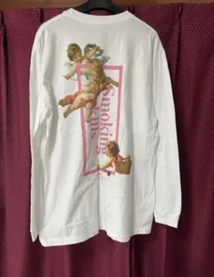 バックプリント ホワイト 長袖カットソー