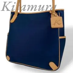 Kitamura キタムラ トートバッグ キャンバス レザー マグネット 青