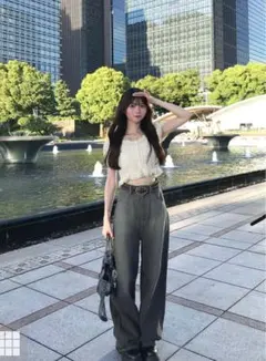 ブリーチ加工デニムパンツ［qu34］