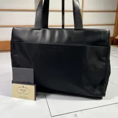 PRADA プラダ ナイロン レザー ロゴ ブラック トートバッグ