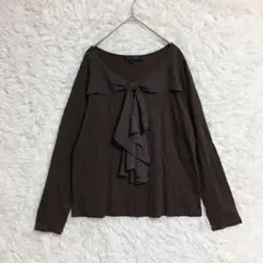 【UNTITLED】フリルリボンカットソー (46) 長袖 薄手 大きいサイズ