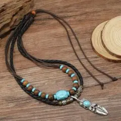 ターコイズ フェザー ネックレス ナバホ族 インディアン アメカジ ボヘミアン