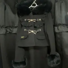 リズリサ ビジューリボンショートフードコート ブラック