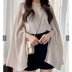 GRL 楊柳シフォンフレアスリーブスリットトップス ［fo1712］