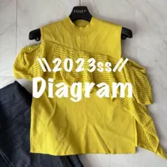 【2023SS】ダイアグラム　メッシュフリルニット　マスタードイエロー　36