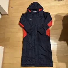 umbro フード付きロングベンチコート ネイビー/レッド