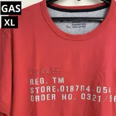 gas ガス　半袖　Tシャツ　レッド　赤　ロゴ　メンズ　XLサイズのサムネイル