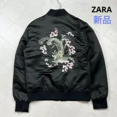 〈新品〉ZARA MAN ザラ【M】サテン 刺繍 ボンバージャケット