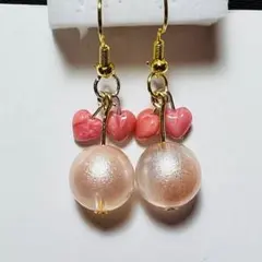 ☆イヤリングピアス樹脂変更OK☆ハートで♡♡くすみクリスタルピアスイヤリング