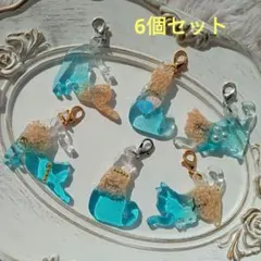 大人可愛いねこちゃんの海チャーム 6個セット