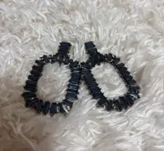 ビジューピアス　ブルーストーン大ぶりピアス