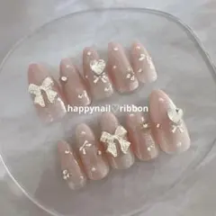 【サイズ変更、お急ぎプラン】ネイルチップ ワンホン キラキラ ハート リボン