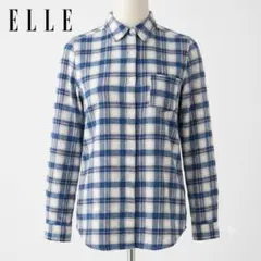 美品 ELLE エル チェックシャツ 長袖 トップス ブルー 38 M相当のサムネイル