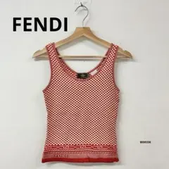 FENDI ヴィンテージ ジャカードニット ロゴ タンクトップ レッドのサムネイル