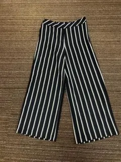 H&M ストライプ ワイドパンツ ブラック ホワイト