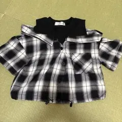 チェック柄半袖シャツ 150