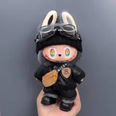 ラブブ　labubu きせかえ衣装 黒コーデ 革ジャン風 セット6点セット